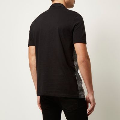 Black contrast front short sleeve shirt